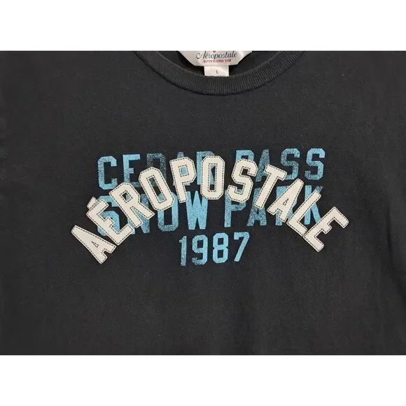VTG Y2K Aeropostale Boyfriend Tee Size Large Cedar Pass Snow Park 1987 - Picture 3 of 9